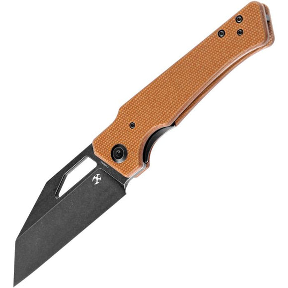 Kansept Knives Egress Pocket Knife Linerlock Brown Micarta Folding S35VN 1033A2