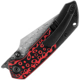 Kansept Knives Fenrir Pocket Knife Titanium & Red G10 Folding Damascus 1034A2