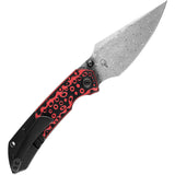 Kansept Knives Fenrir Pocket Knife Titanium & Red G10 Folding Damascus 1034A2