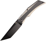 Kansept Knives Naska Knife Black & Gray Titanium Folding Tanto CPM-S35VN 1035T2