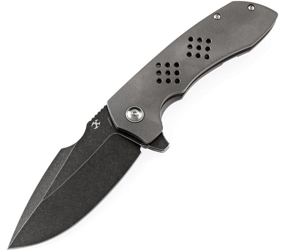 Kansept Knives Entity Pocket Knife Gray Titanium Folding Black CPM-S35VN 1036A2