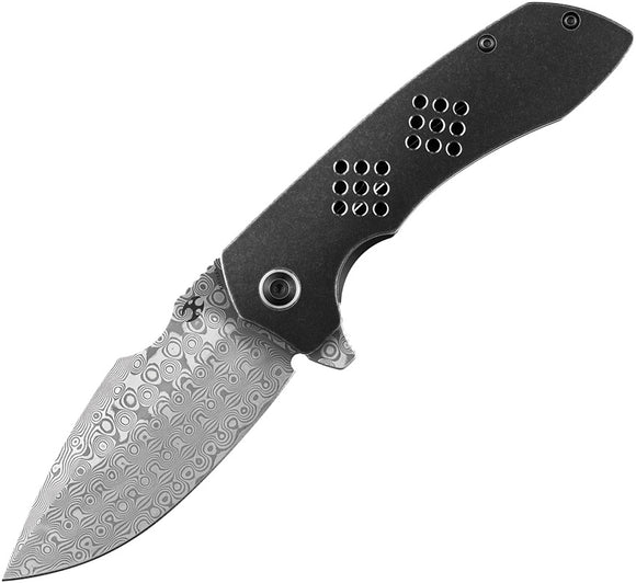 Kansept Knives Entity Pocket Knife Dark Gray Titanium Folding Damascus 1036A3