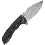 Kansept Knives Entity Pocket Knife Dark Gray Titanium Folding Damascus 1036A3