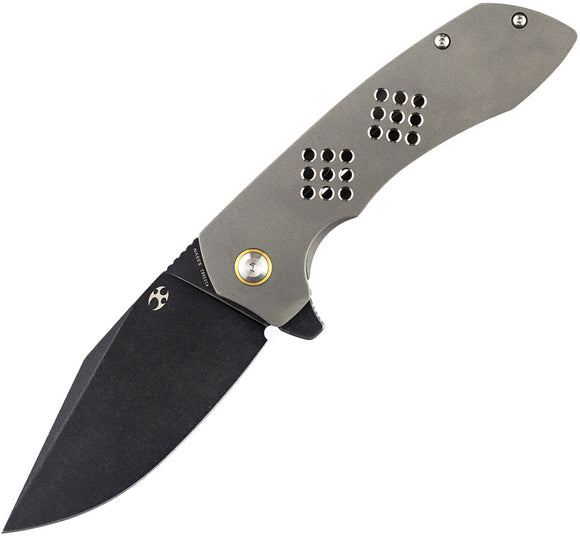 Kansept Knives Entity Pocket Knife Gray Titanium Folding Black CPM-S35VN 1036B2