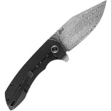 Kansept Knives Entity Pocket Knife Dark Gray Titanium Folding Damascus 1036B3