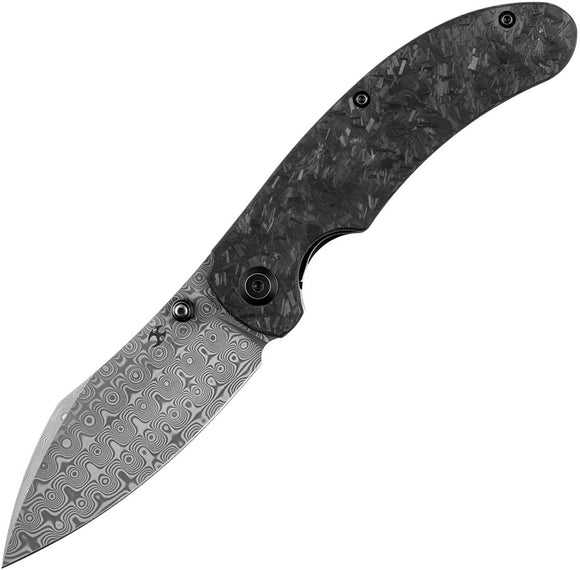 Kansept Knives Nesstreet Pocket Knife Carbon Fiber Folding Damascus Blade 1039D1