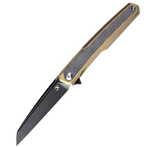 Kansept Knives Arcus Framelock Gold Titanium & Micarta Folding S35VN Knife 1046A4