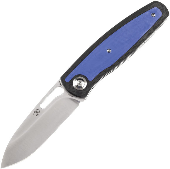 Kansept Knives Mato Linerlock Blue G10 & Black CF Folding S35VN Knife 1050A6