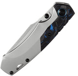 Kansept Knives Weim Framelock Titanium & Blue CF Folding S35VN Knife 1051A4
