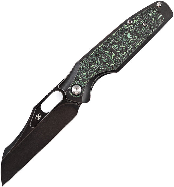 Kansept Knives Tuckamore Titanium & Green Carbon Fiber Folding 20CV Knife 1052A3