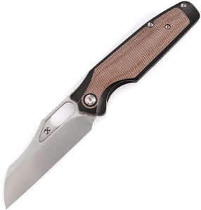 Kansept Knives Tuckamore Titanium & Brown Micarta Folding CPM-20CV Knife 1052A4