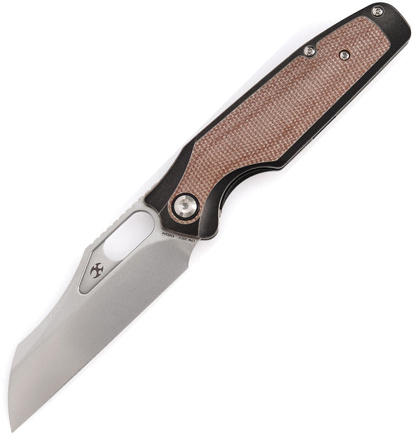 Kansept Knives Tuckamore Titanium & Brown Micarta Folding CPM-20CV Knife 1052A4