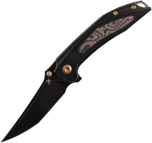 Kansept Knives Baku Linerlock Black Titanium & Copper CF Folding Knife OPEN BOX