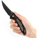 Kansept Knives Baku Linerlock Black Titanium & Copper CF Folding Knife OPEN BOX
