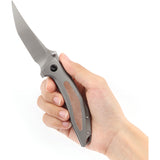 Kansept Knives Baku Linerlock Gray Titanium & Micarta Folding S35VN Knife 1056A2