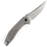 Kansept Knives Baku Linerlock Gray Titanium & Micarta Folding S35VN Knife 1056A2