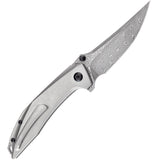 Kansept Knives Baku Linerlock Gray Titanium & G10 Folding Damascus Knife 1056A4