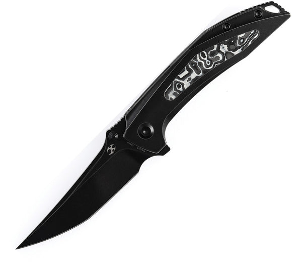 Kansept Knives Baku Linerlock Titanium & White CF Folding S35VN Knife 1056A6