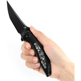 Kansept Knives Baku Linerlock Titanium & White CF Folding S35VN Knife 1056A6