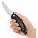 Kansept Knives Baku Linerlock Titanium & Green CF Folding S35VN Knife 1056A7