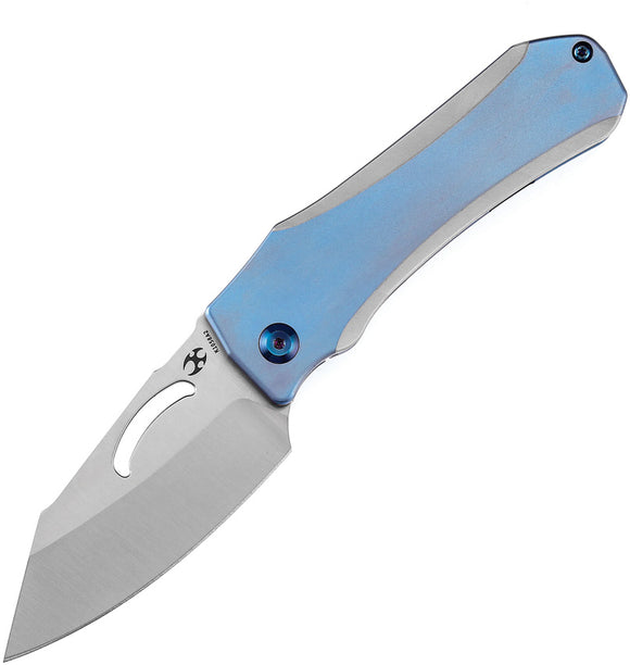 Kansept Knives Loki Framelock Blue & Gray Titanium Folding S35VN Knife 1058A2