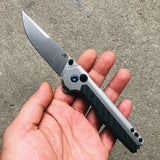 Kansept Knives EDC Tac Button Lock Titanium/CF Folding CPM-S35VN Knife 2009A2