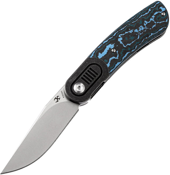 Kansept Knives Reverie Framelock Black/Blue Carbon Fiber Folding Knife 2025A3