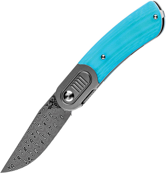 Kansept Knives Reverie Pocket Knife Blue G10 & Titanium Folding Damascus 2025A8