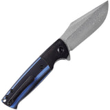 Kansept Knives Shikari SBL Button Lock Titanium & G10 Folding Damascus Knife 2027D2