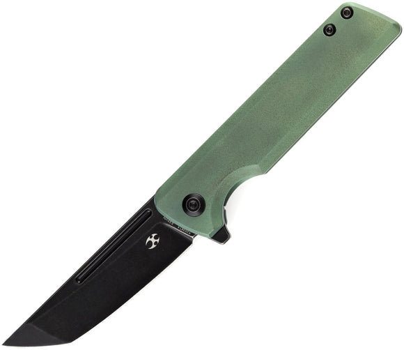 Kansept Knives Anomaly Framelock Green Titanium Folding S35VN Tanto Knife 2038T4