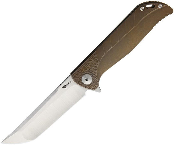 Reate Knives K2 Framelock Bronze Titanium S35VN Folding Tanto Blade Knife