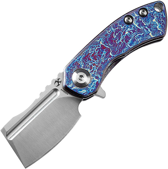 Kansept Knives Mini Korvid Framelock Blue Titanium Folding 35VN Knife 3030A8