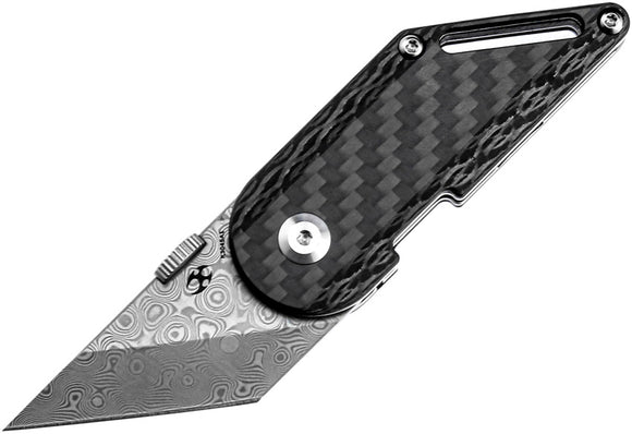 Kansept Knives Dash Linerlock Carbon Fiber Folding Damascus Pocket Knife 3045A1