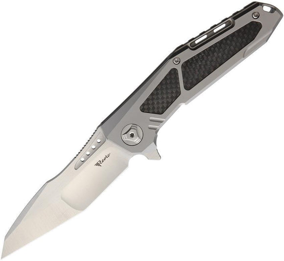 Reate Knives K3 Framelock Satin CF Gray Titanium Handle Folding Knife