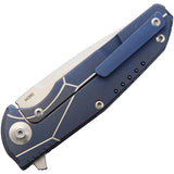 Reate Knives K3 Framelock Blue CF Titanium Handle Folding Blade Knife