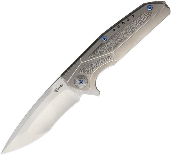 Reate Knives K4 Framelock Damascus Titanium Handle Folding Blade Folder Knife