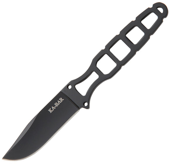 Ka-Bar Fixed Knife Skeleton 5Cr15 One-Piece Black Clip Pt Blade w/ Sheath 1118