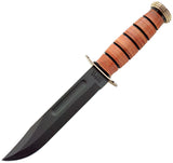 Ka-Bar USMC Presentation 1095 Carbon Steel Leather Handle 12" Fixed Knife 1215