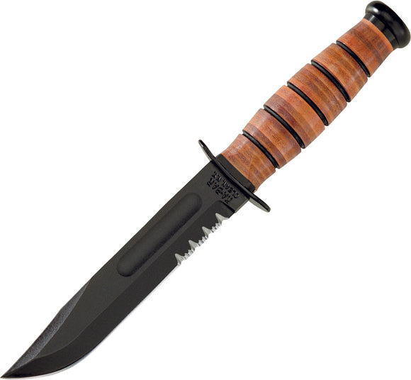 Ka-Bar U.S Army Fighting Knife Serrated 1095 Carbon Steel Black Fixed Blade 1219