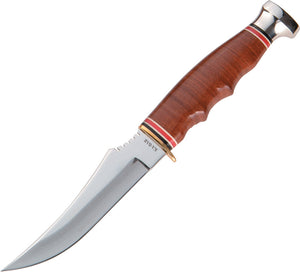 Ka-Bar Skinner Stainless 8.25" Fixed Knife w/ Brown Leather Belt Sheath 1233