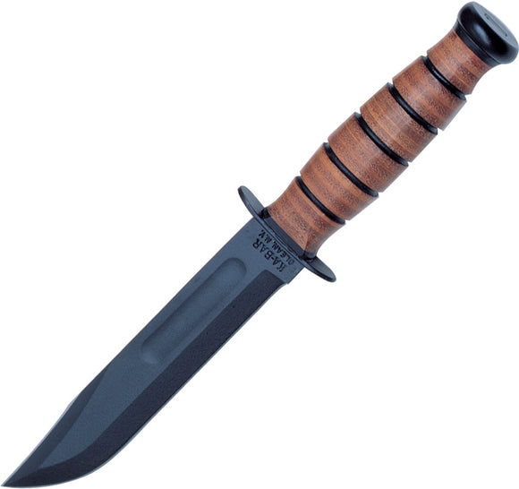 Ka-Bar Short Fixed Blade Black 1095 High Carbon Steel Knife w/ Belt Sheath 1251