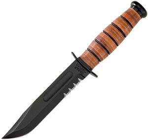 Ka-Bar Short USMC Serrated 1095 High Carbon Steel 9.25" Black Fixed Knife 1252