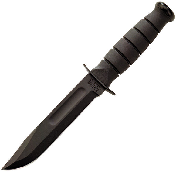 Ka-Bar Short Plain Edge 1095 High Carbon Steel Black Fixed Knife w/ Sheath 1256