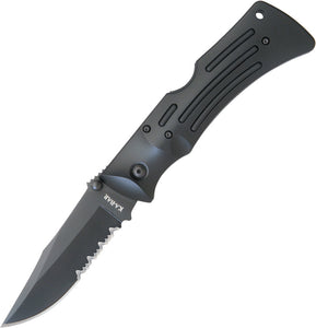 Ka-Bar Mule Lockback Partially Serrated Black AUS-8A Folding Knife 3051