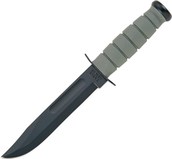 Ka-Bar Fighting Knife 1095 High Carbon Steel Green Handle Black Fixed Blade 5011