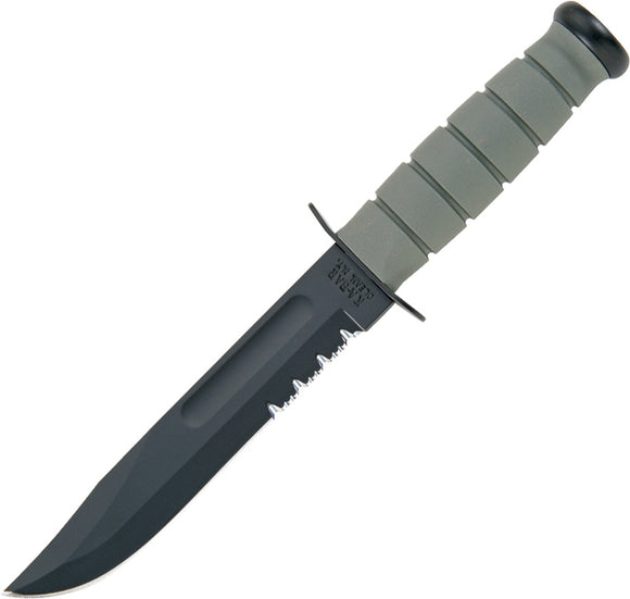 Ka-Bar Fighting Knife 1095 High Carbon Steel Green Handle Black Fixed Blade 5012