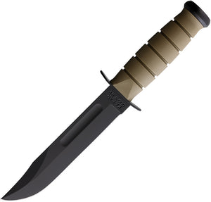 Ka-Bar Fixed Knife USA Fighting Knife Tan Kraton 1095 Clip Pt w/ Sheath 5013