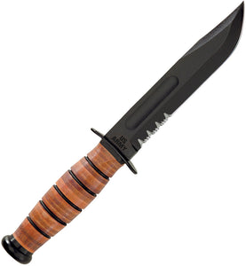 Ka-Bar US Army Fighting Knife 12" Serrated Black Carbon Steel Fixed Blade 5019