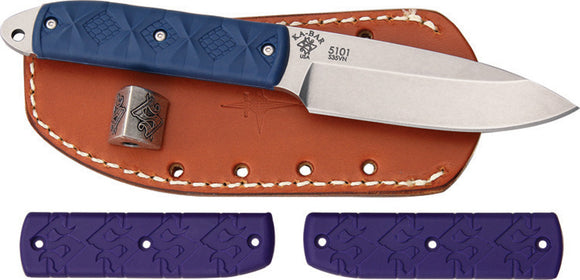 Ka-Bar Snody Boss S35VN Stainless Blue & Purple Handle Fixed Knife with Sheath 5101