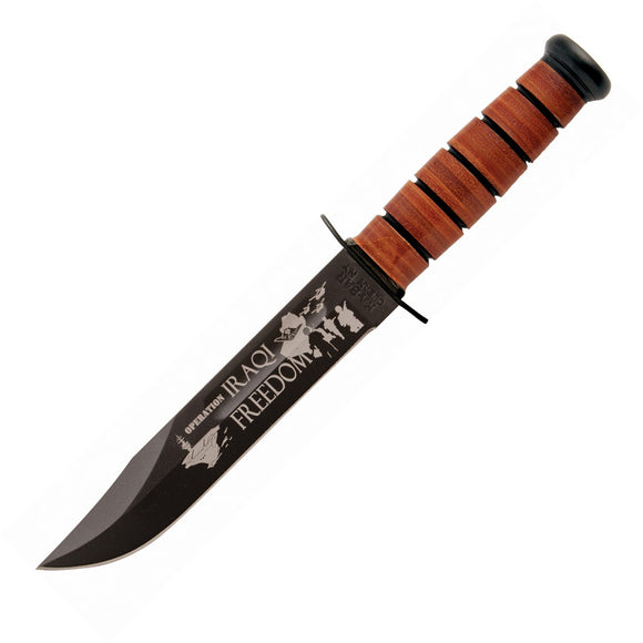 Ka-Bar Fixed Knife USN Operation Iraqi Freedom Stacked Leather 1095 Blade 9131